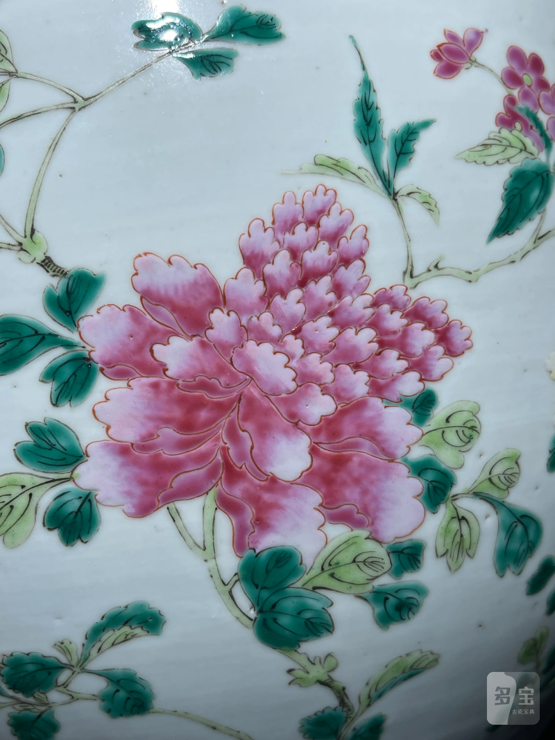 清晚期 粉彩花卉纹卷缸 - 图6